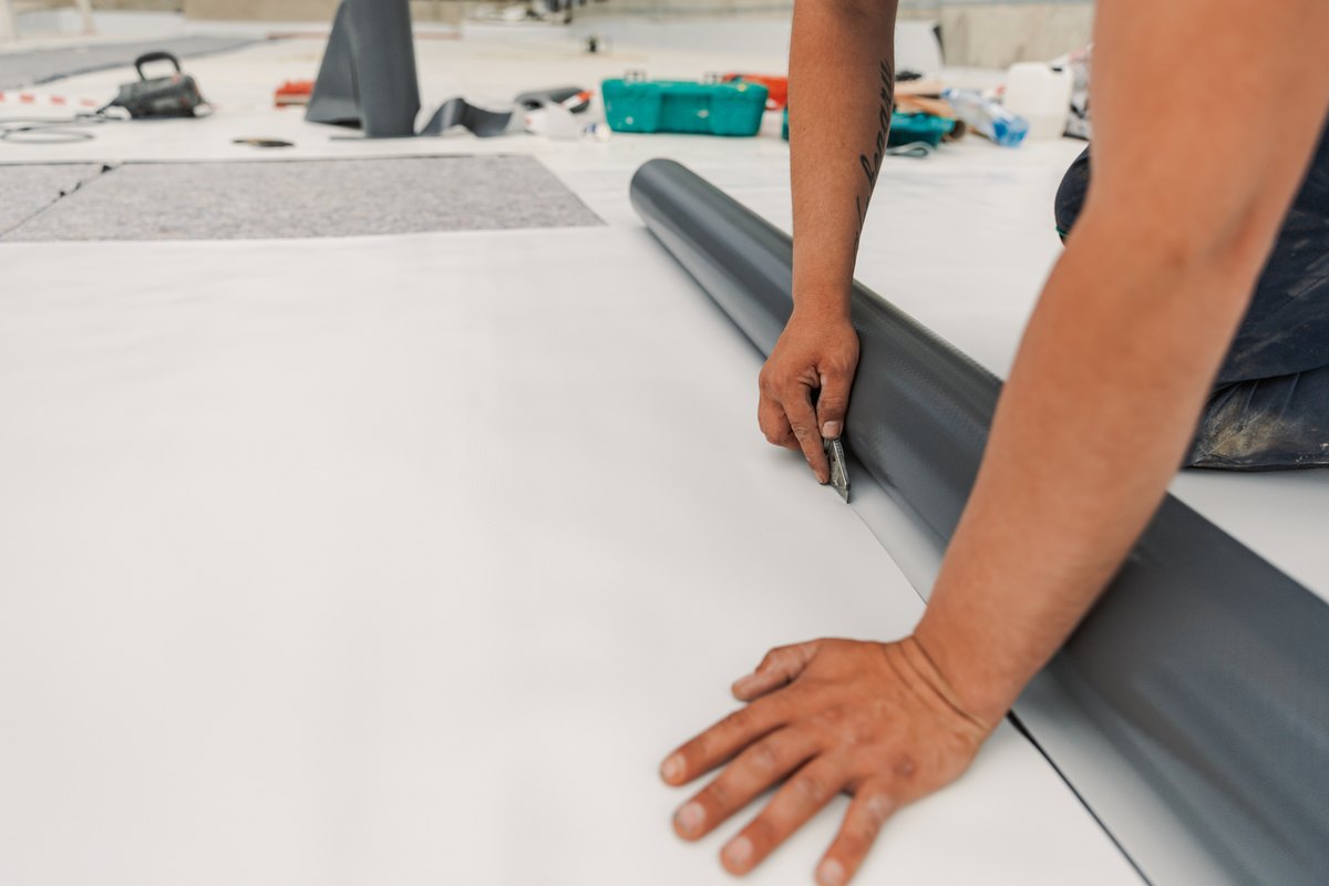 commercial roofing repairs in Northern Virginia on a flat roof